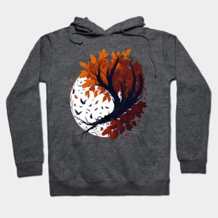 Autumn leaves with tree, moon and bats Hoodie